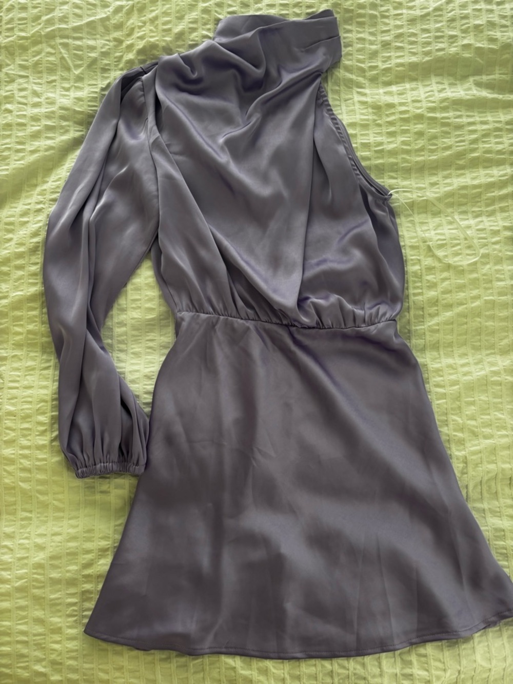 One-Shoulder Lavender Satin Dress